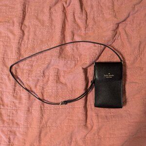 Kate Spade Black Saffiano Leather Crossbody Phone Case with Strap